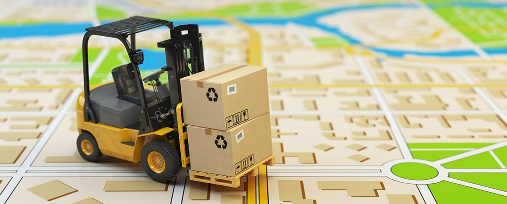 Forklift toy on a map